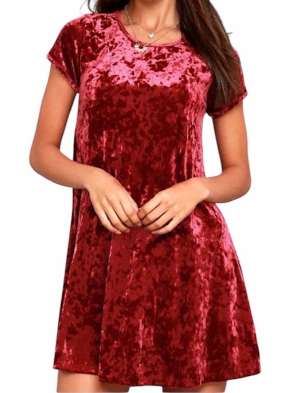 Z SUPPLY Nivea Wine Red Crushed Velvet Swing Dress